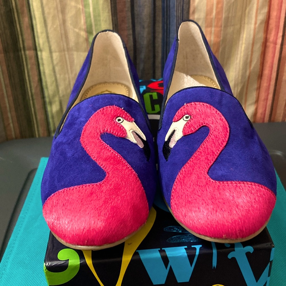 Never worn inbox pink flamingo, purple flats C Wonder size 8